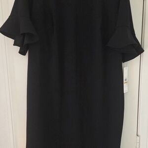 Elegant Black Ruffle Sleeve Dress